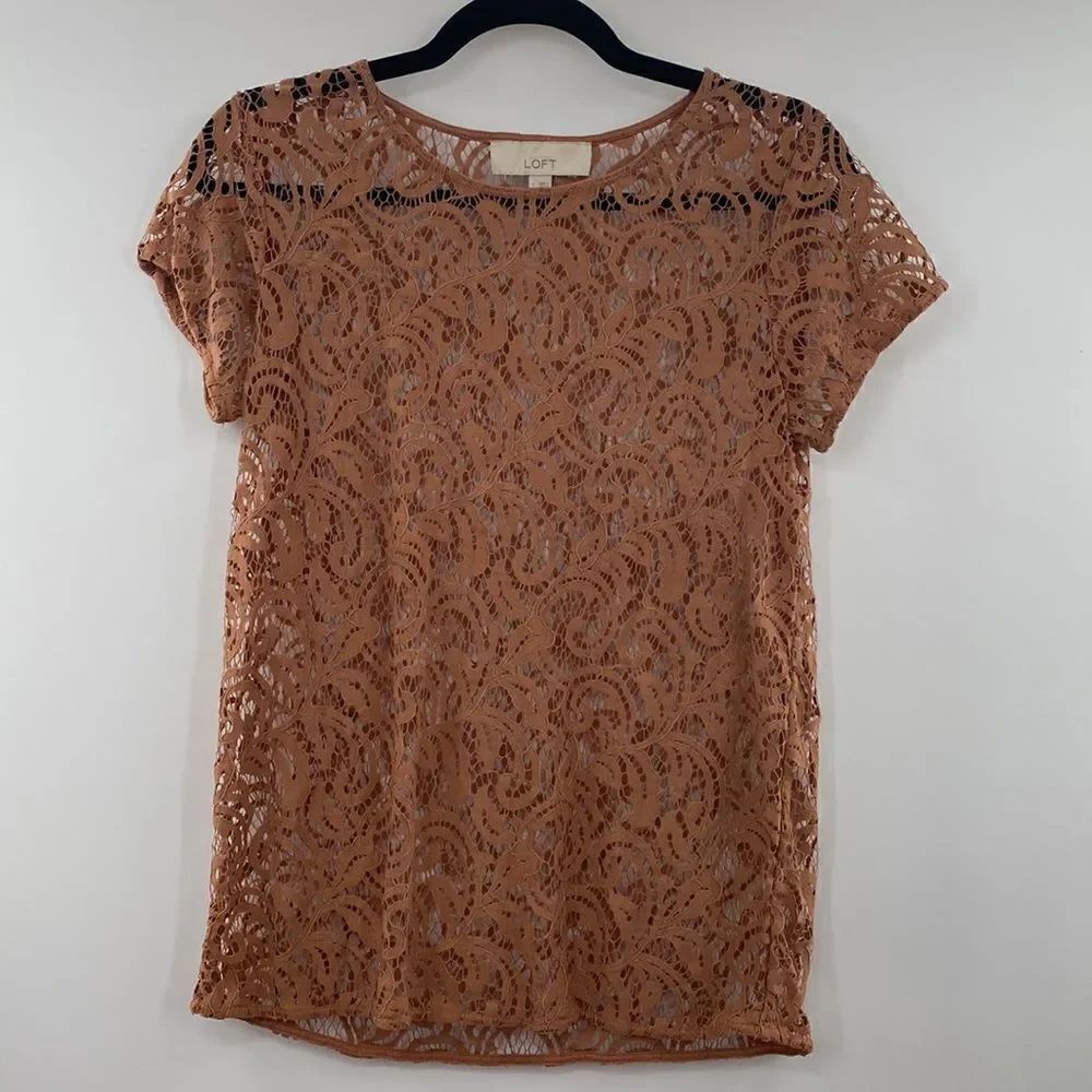 3For$20 LOFT Lace Brown Lace Blouse size Small